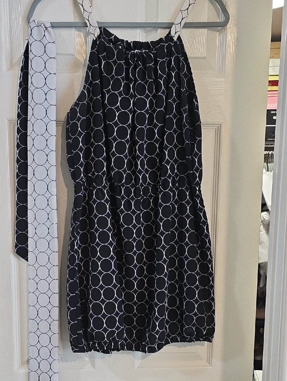 Charlotte Russe Black and White Circle Print Halter Mini Dress